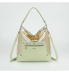 Bolso Mimi Mua efecto laminado verde pistacho