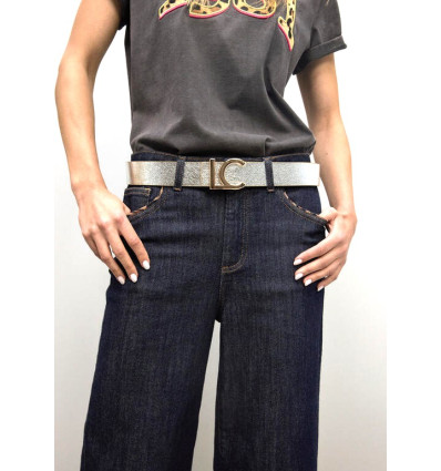 Cinturón L Lola Casademunt Logo Reversible oro-plata