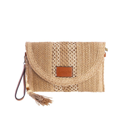 Cartera de mano Amichi Tenerife beige